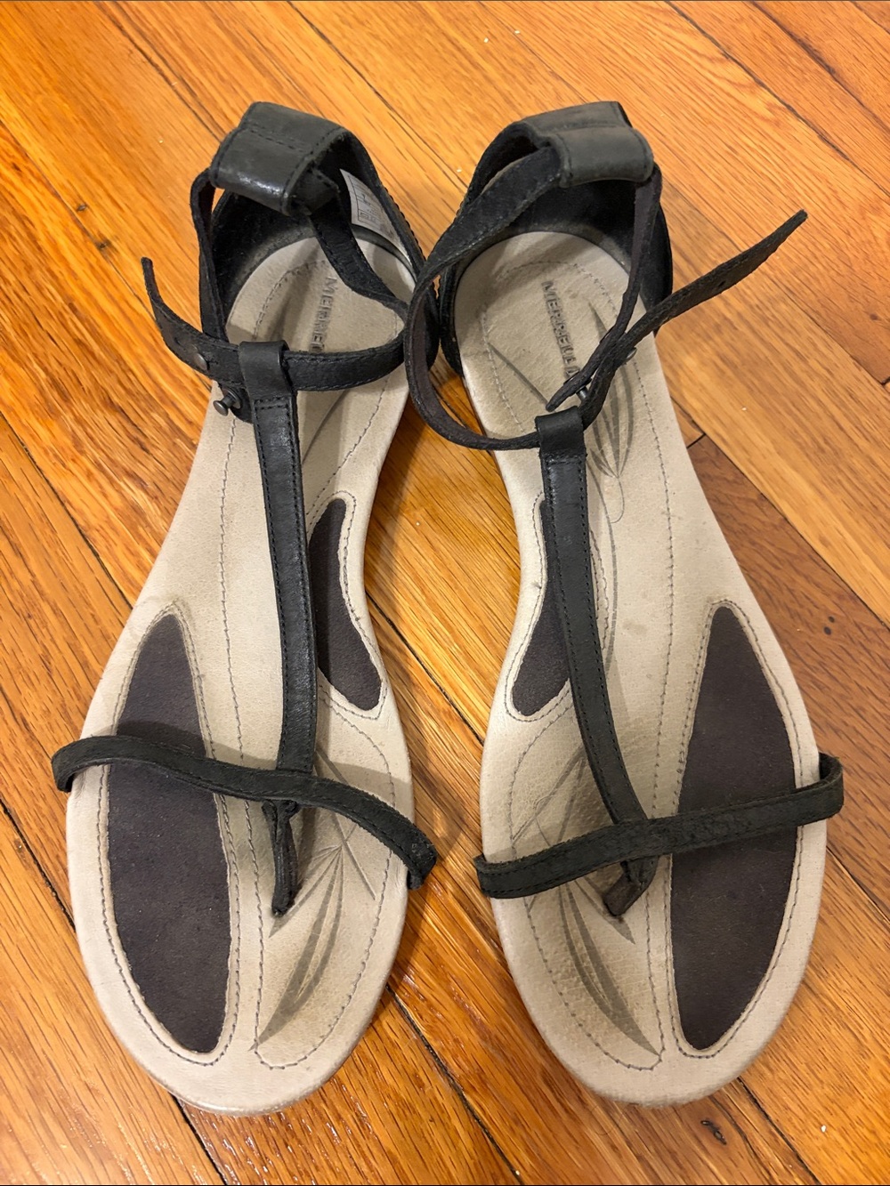 Black T-Strap Women's Sandals with Ankle Strap